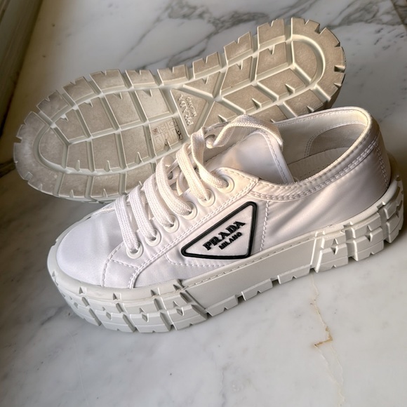 Prada white nylon logo platform sneakers - Picture 7 of 7